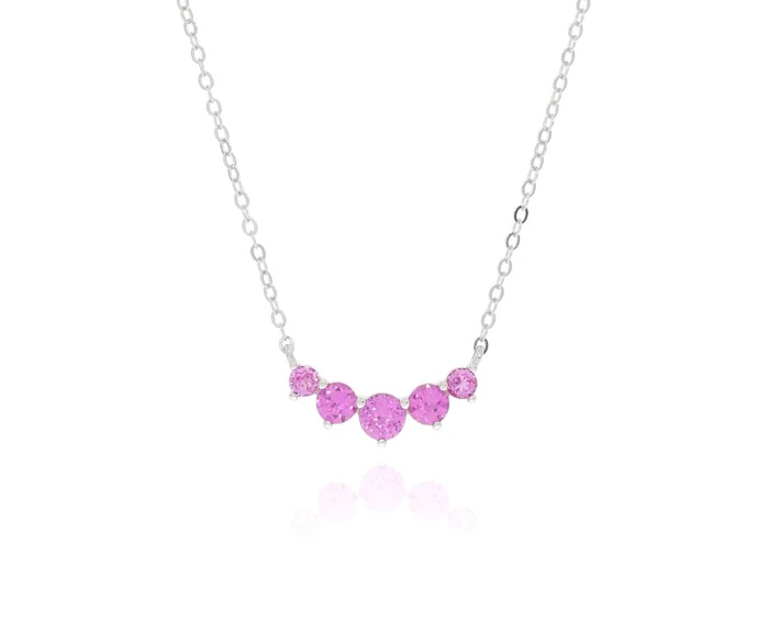 שרשרת כסף 925 5 אבנים ורוד פוקסיה
