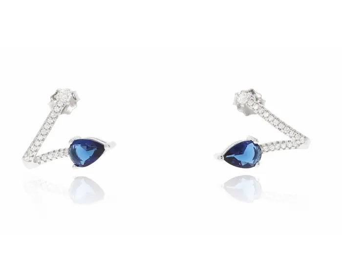 זוג עגילי כסף 925 כחול