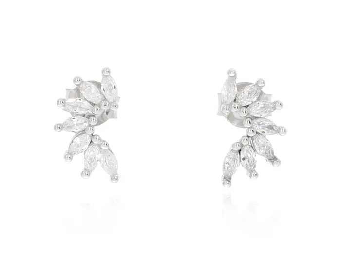 זוג עגילי כסף 925 חצי פרח