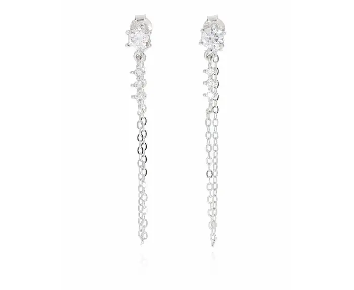 עגיל זירקון נופל כסף 925 כפול