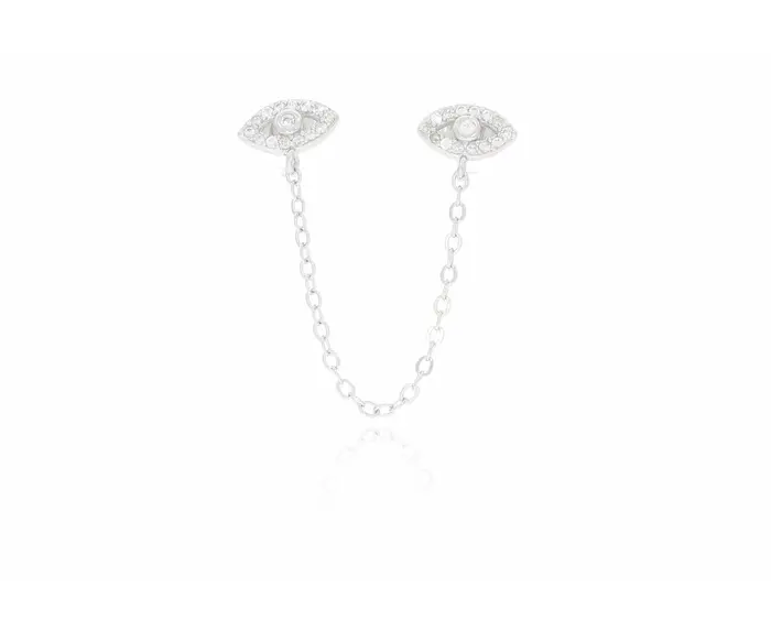 עגיל כסף 925 שרשרת עין 2 חורים.