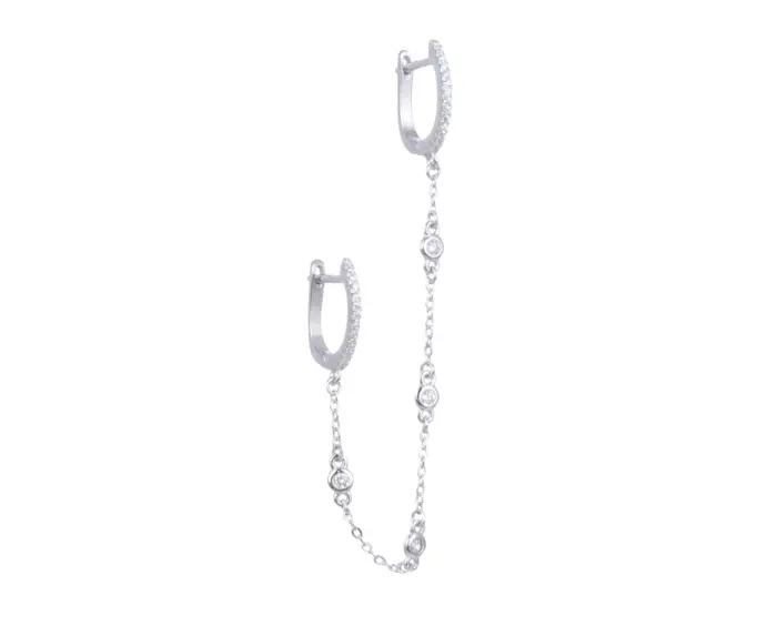 עגיל כסף ל2 חורים