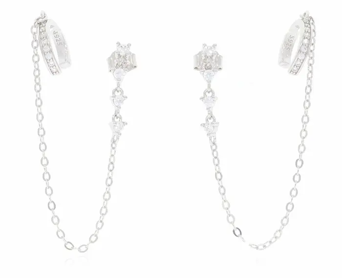 עגיל כסף משובץ 2