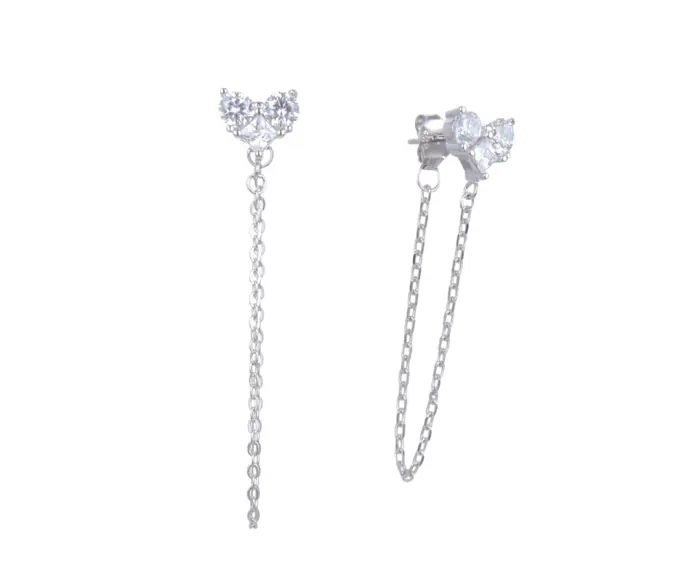 עגיל כסף לב כפול