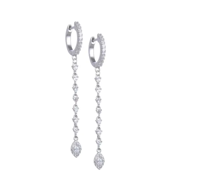 עגיל כסף נופל עיגול