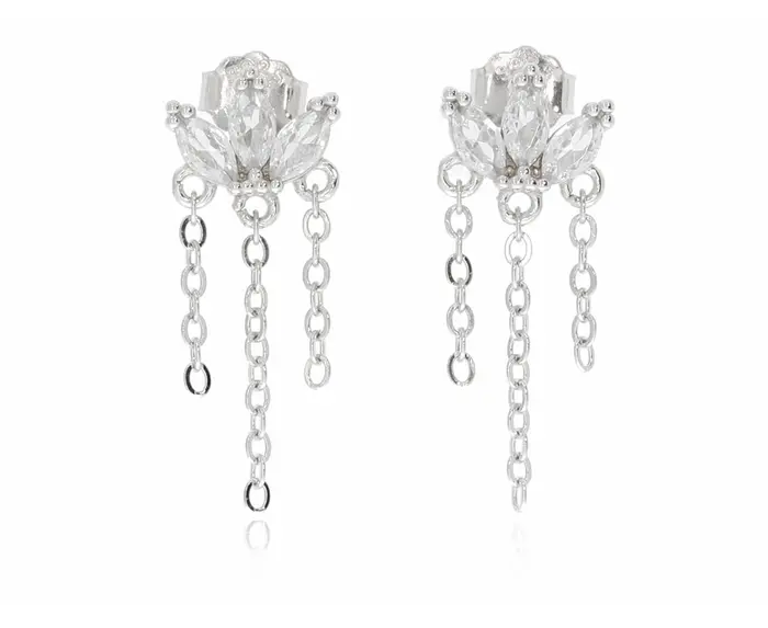 עגיל לוטוס כסף 925 נופל