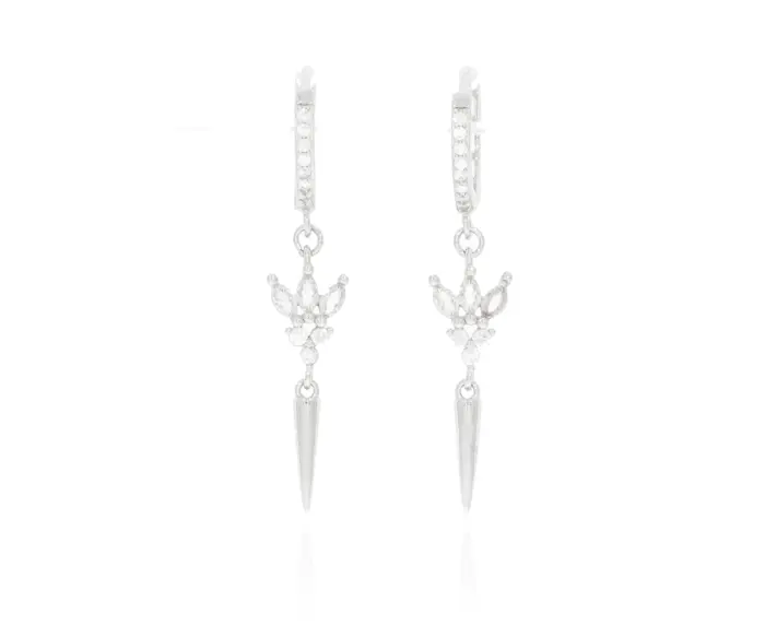 עגילי כסף חישוק לוטוס 925