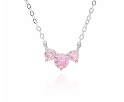 שרשרת 3 אבנים כסף 925 ורוד