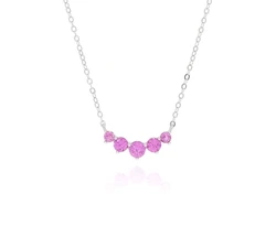 שרשרת כסף 925 5 אבנים ורוד פוקסיה
