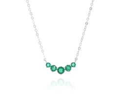 שרשרת כסף 925 5 אבנים ירוק