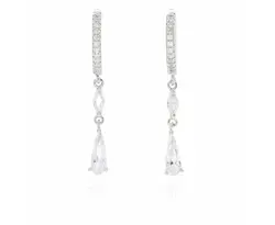 זוג עגילי חישוק כסף 925 טיפה