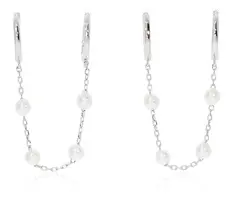 זוג עגילי חישוק פנינים כסף 925