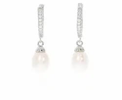 זוג עגילי חישוק+פנינים כסף 925