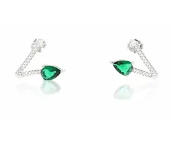 זוג עגילי כסף 925 ירוק