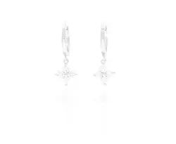 זוג עגילי כסף 925 3 אבנים חישוק כסף