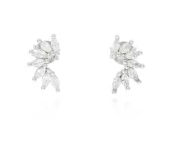 זוג עגילי כסף 925 חצי פרח