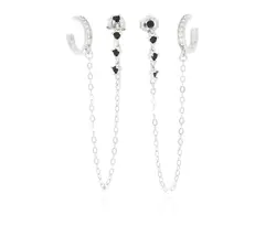 זוג עגילי כסף 925 נקודה והליקס ללא חור שחור