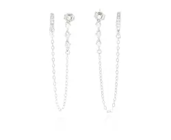 זוג עגילי כסף 925 נקודה והליקס ללא חור כסף