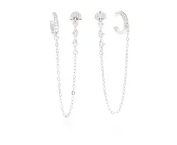 זוג עגילי כסף 925 נקודה והליקס ללא חור ורוד