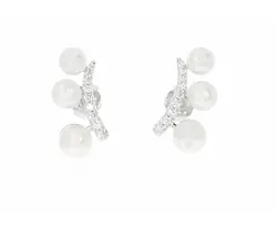 זוג עגילי כסף 925 ירח פנינים