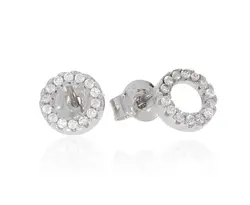 זוג עגילי כסף 925 עיגול זירקונים