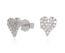 זוג עגילי לב כסף 925