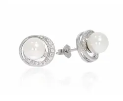 זוג עגילי פנינה כסף 925 דגם לה בל