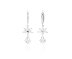 זוג עגילי פרח וטיפה כסף 925