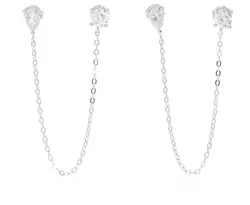 עגיל 2 חורים כסף 925