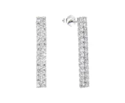 עגיל 2 פסים ארוך משובץ