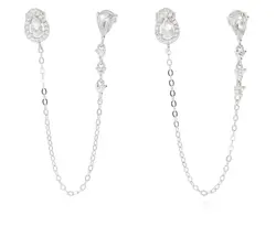 עגיל טיפה 2 חורים כסף 925