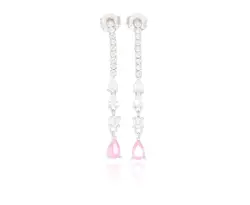 עגיל כסף 925 שטראס טיפות נופל ורוד.