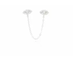 עגיל כסף 925 שרשרת עין 2 חורים.