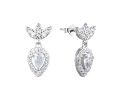 עגיל כסף לוטוס עם טיפה נופלת