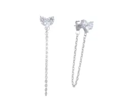 עגיל כסף לב כפול