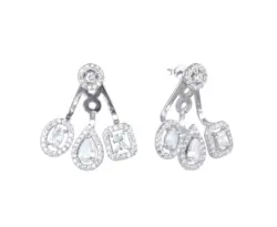 עגיל כסף משובץ 3 טיפות