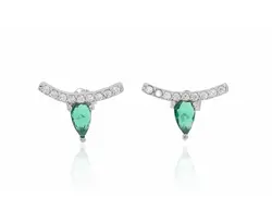 עגילי כסף 925 טיפה ירוק