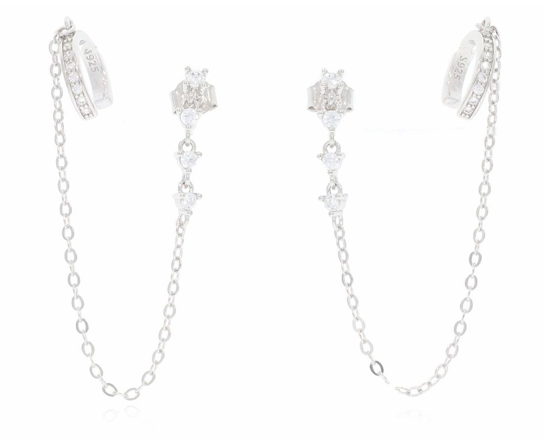 עגיל כסף משובץ 925