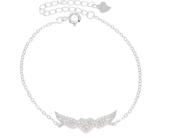 צמיד כנפיים ולב כסף 925