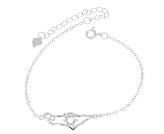 צמיד מפת ארץ ישראל עם מגן דוד כסף 925