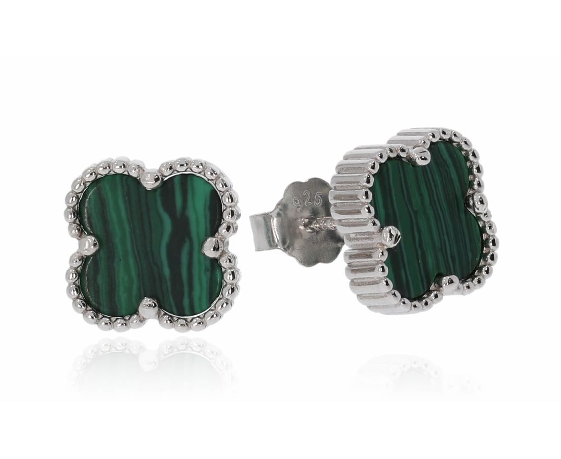 זוג עגילי פרח כסף 925