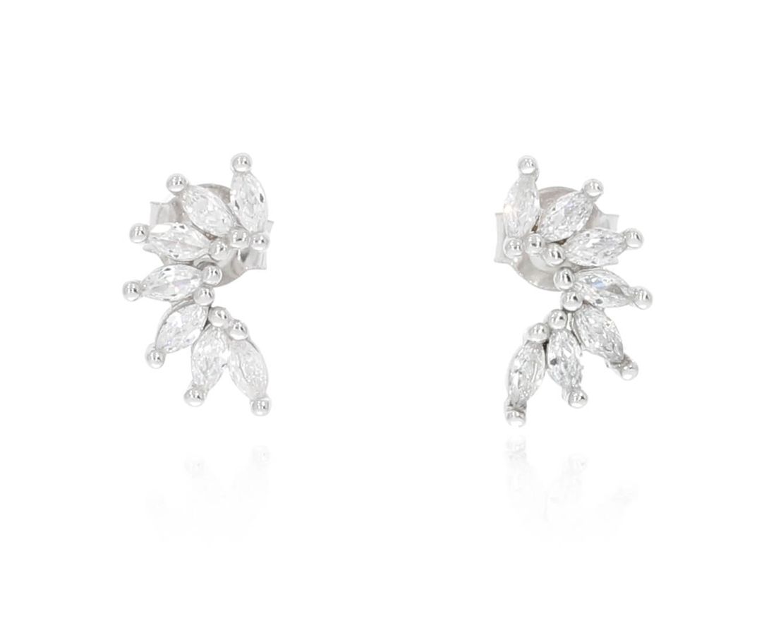 זוג עגילי כסף 925 חצי פרח