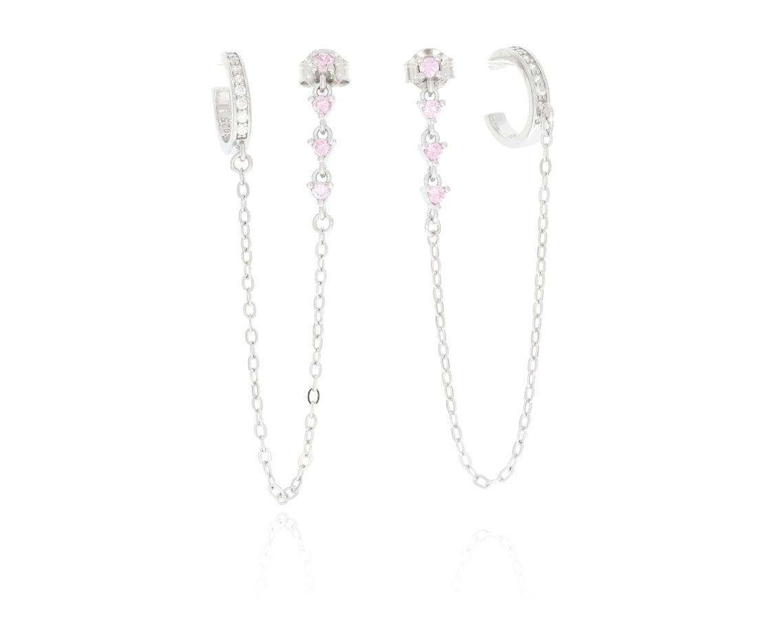 זוג עגילי כסף 925 נקודה והליקס ללא חור