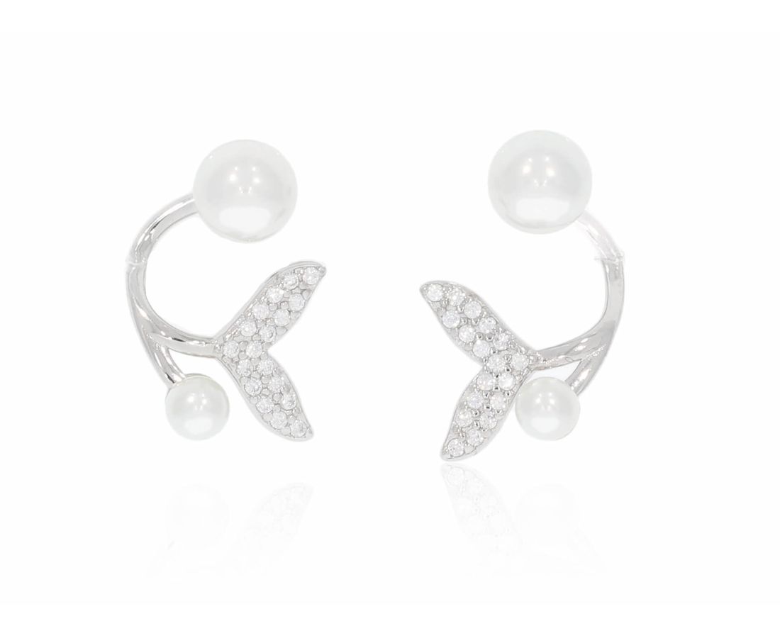 זוג עגילי פנינה כסף 925