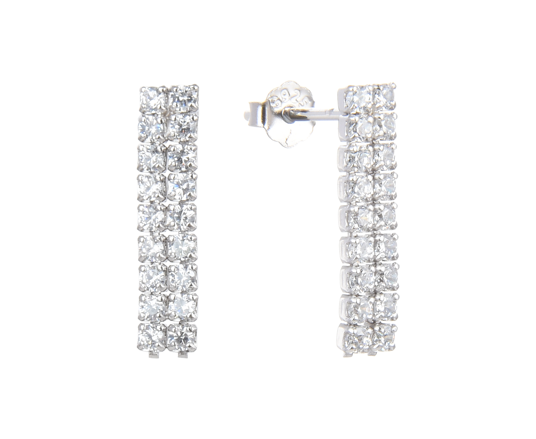 עגיל 2 פסים קצר משובץ