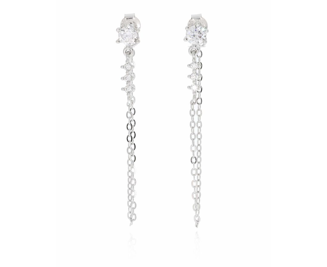 עגיל זירקון נופל כסף 925 כפול