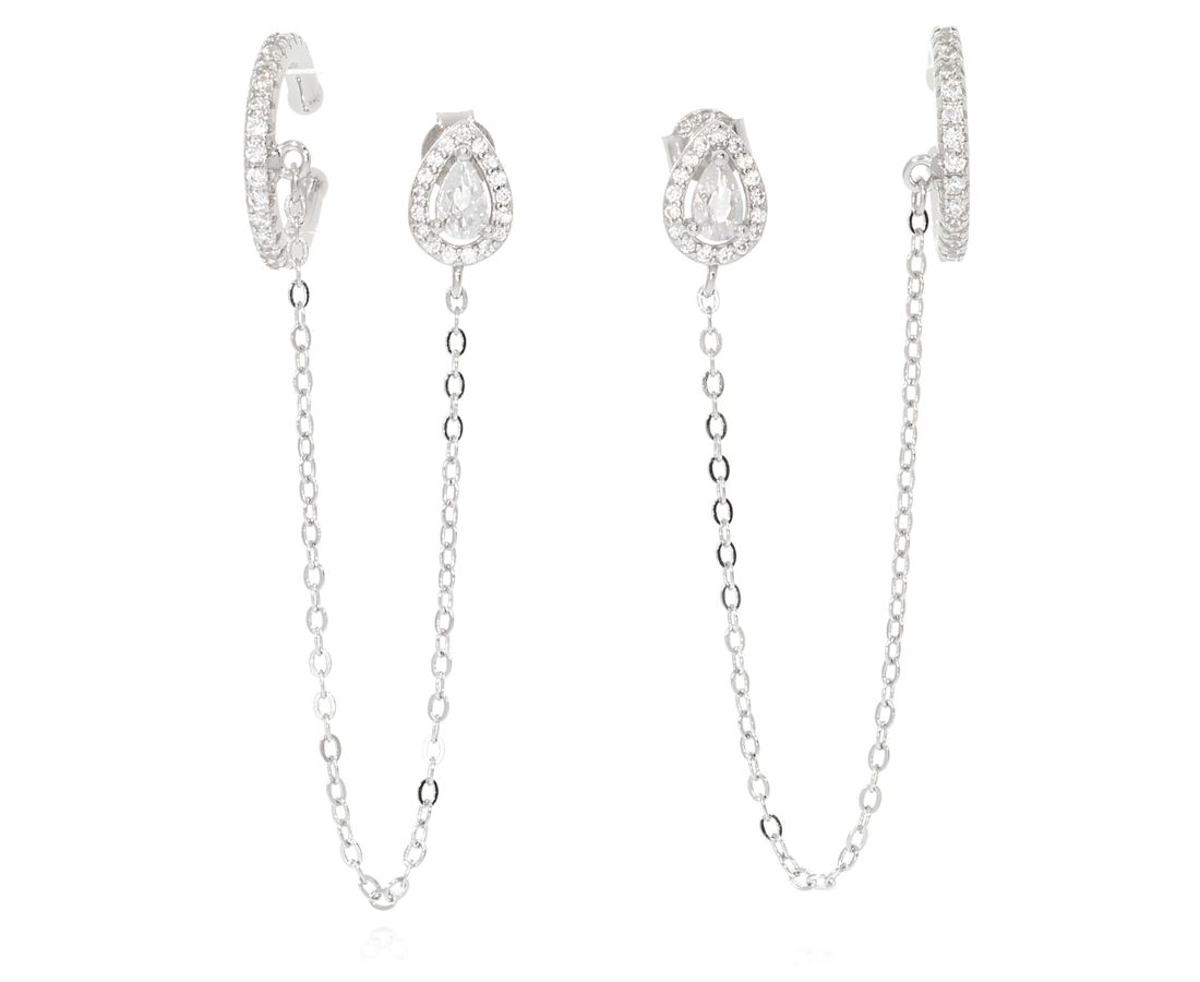 עגיל טיפה + הליקס כסף 925 לה בל