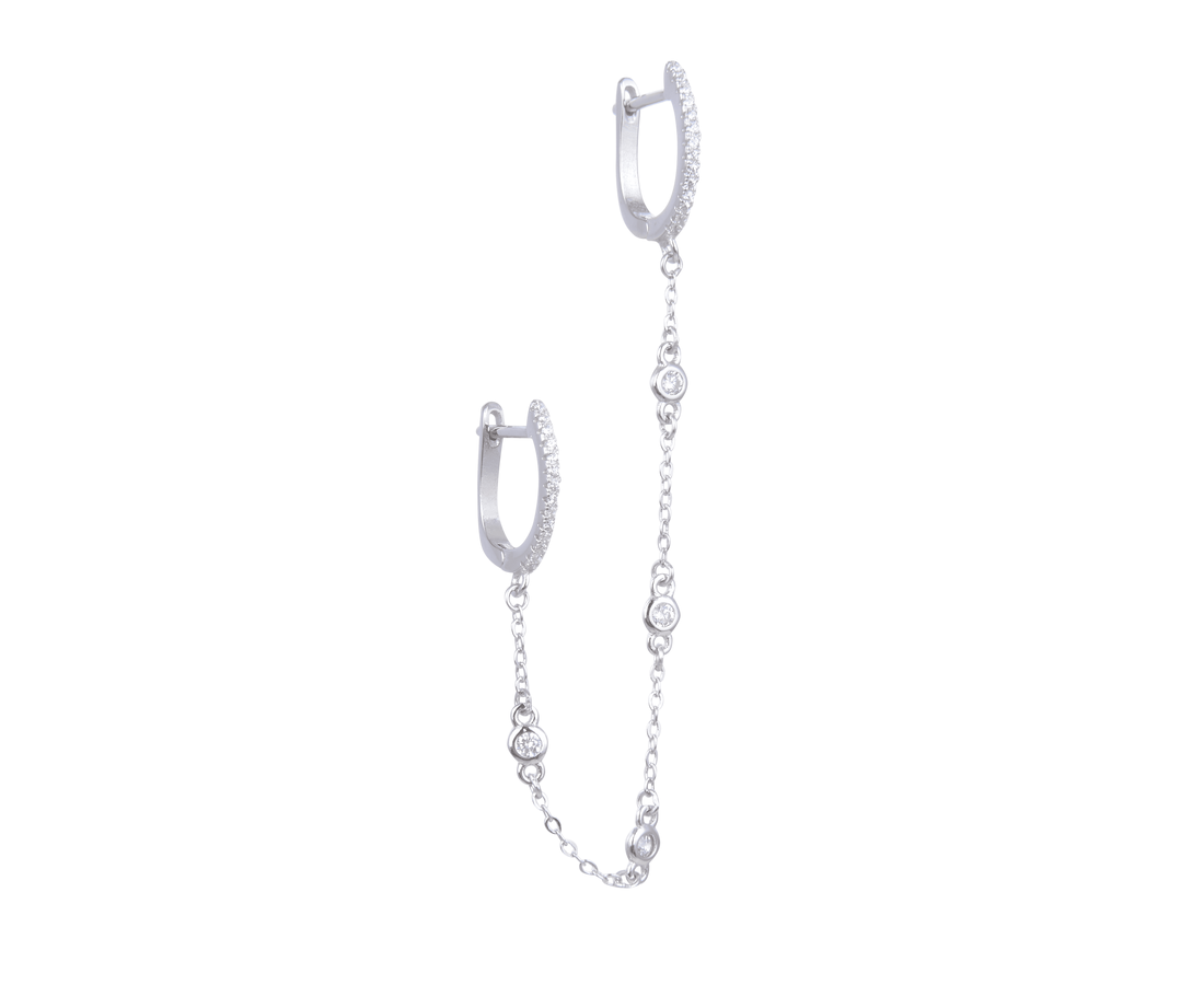 עגיל כסף ל2 חורים