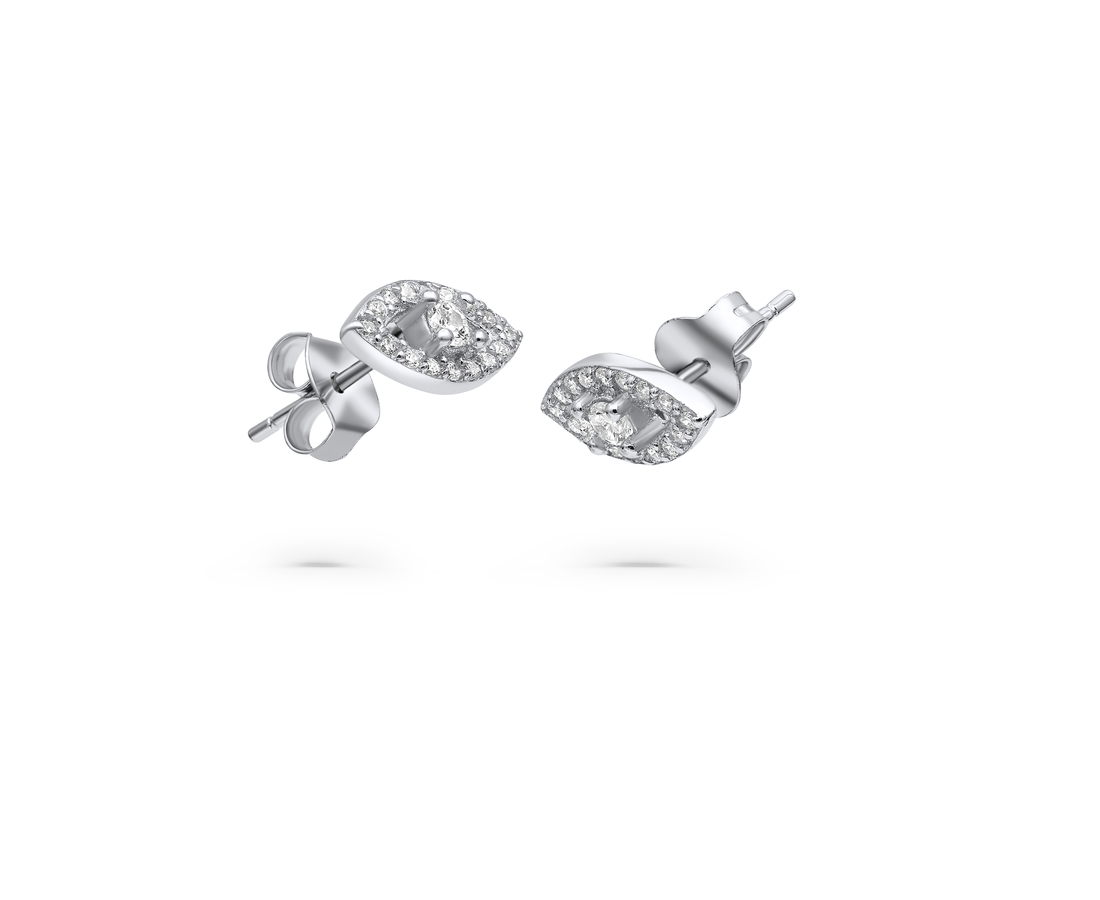 עגיל כסף עין משובץ