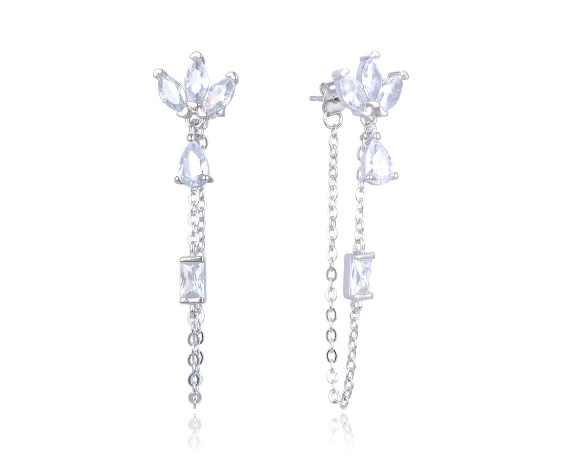 עגיל כסף פרח טיפה